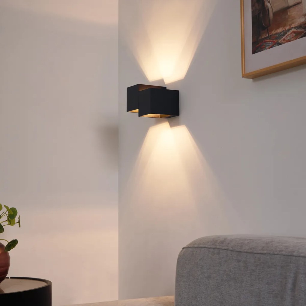 Модерен стенен аплик черен 2-светлинен - Transfer Double