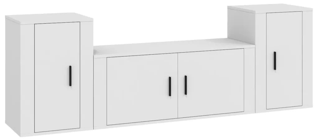 3188510 vidaXL Комплект ТВ шкафове от 3 части, бял, инженерно дърво