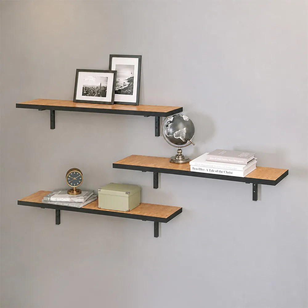 Versa TopMebel 3 броя стенни рафтове от меламин в цвят бор и дъб 80x19x17cm.