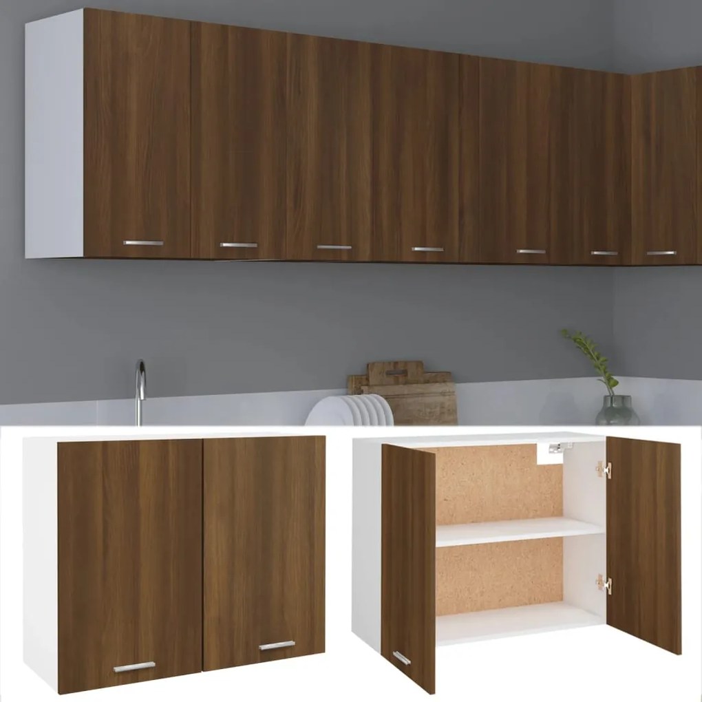815590 vidaXL Окачен шкаф, Lyon кафяв дъб, 80x31x60 см, инженерно дърво