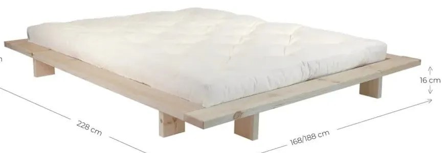 Двойно легло от масивен бор с включена подматрачна рамка в естествен цвят 160x200 cm Japan – Karup Design