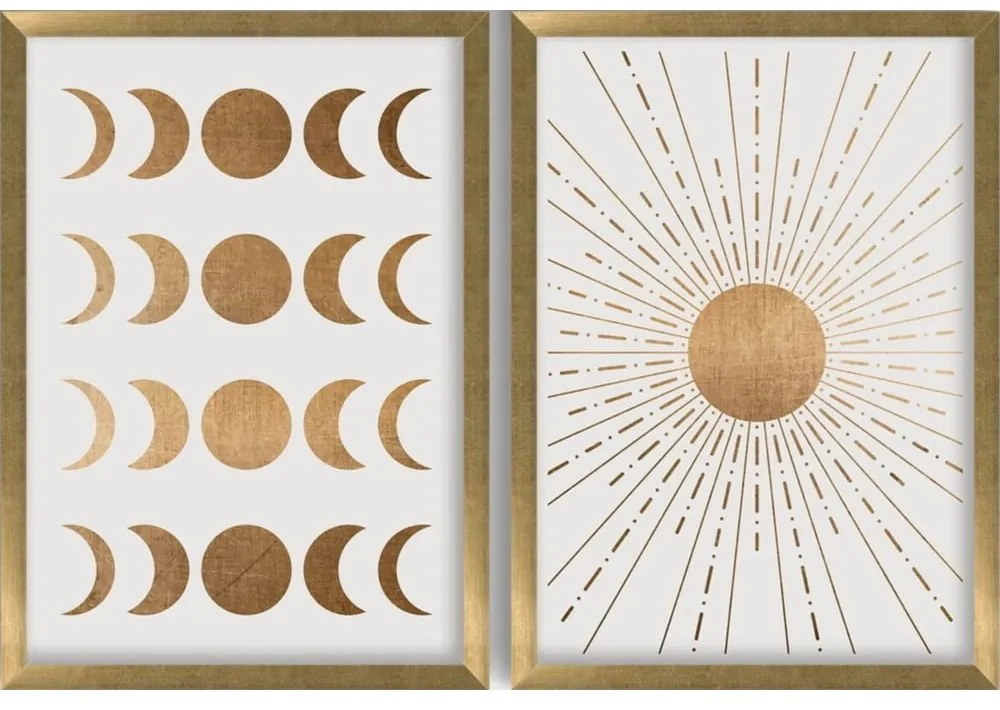 Картини в комплект 2 бр. 38x53 cm Moon & Sun – Wallity