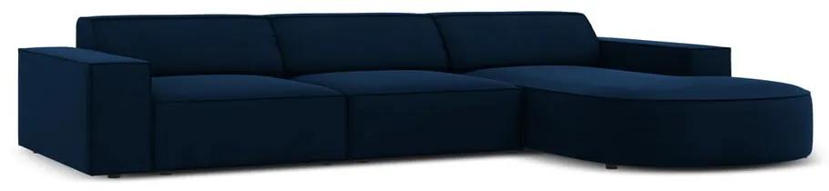 Ъглов диван от синьо кадифе (десен ъгъл) Jodie - Micadoni Home