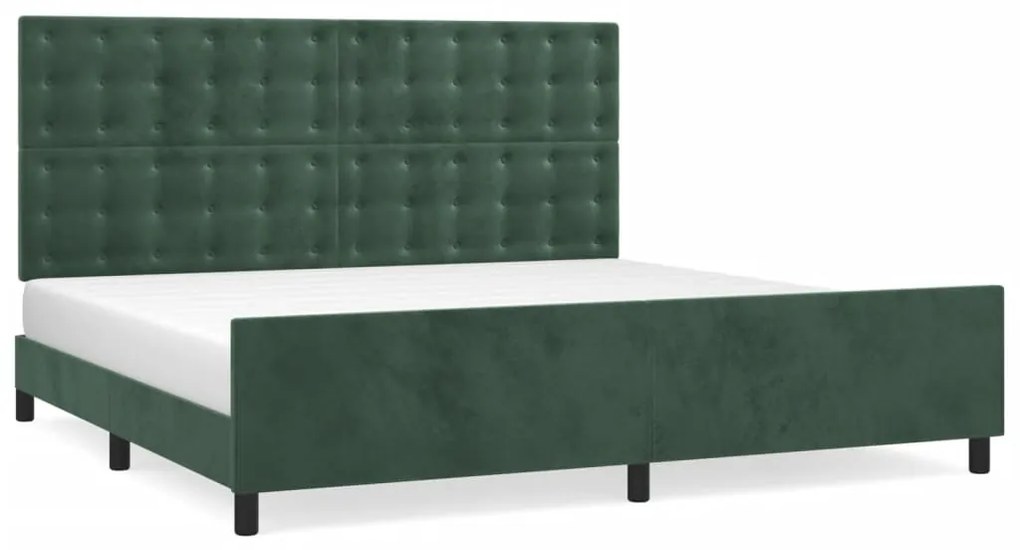 3126022 vidaXL Рамка за легло без матрак, тъмнозелена, 200x200 см, кадифе