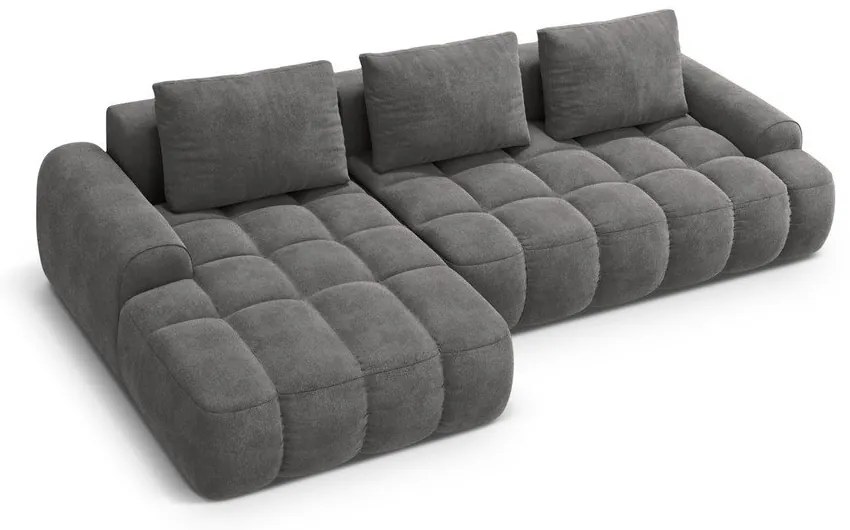 Сив кадифен сгъваем/с място за съхранение ъглов диван (ляв ъгъл) Linz – Cosmopolitan Design