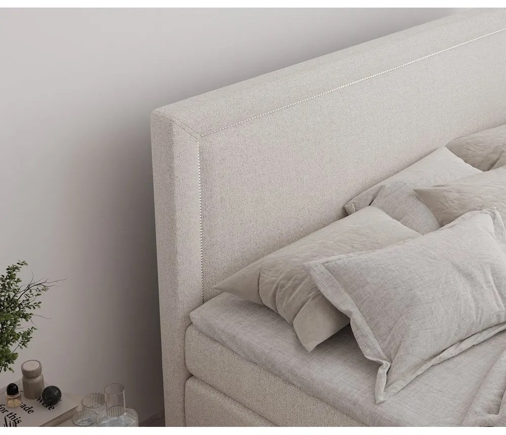 Бежово боксспринг легло 140x200 cm с място за съхранение Lavenda – Maison de Rêve