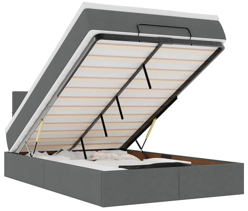 3312299 vidaXL Османска легло с матрак и LED, тъмносиво, 120x200 см, плат