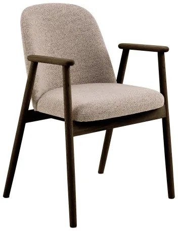 РОДЭРИЦ Ляттэ Бэигэ (тъкан Монза 60)/рамка от лакиран опушен дъб (цвят орех) - ДЪРВЕН СТОЛ БУКЛЕ РЕТРО