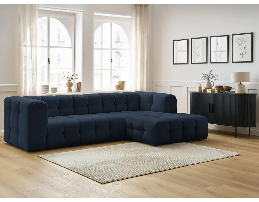 Тъмносин ъглов диван (десен ъгъл) Cloud – Bobochic Paris