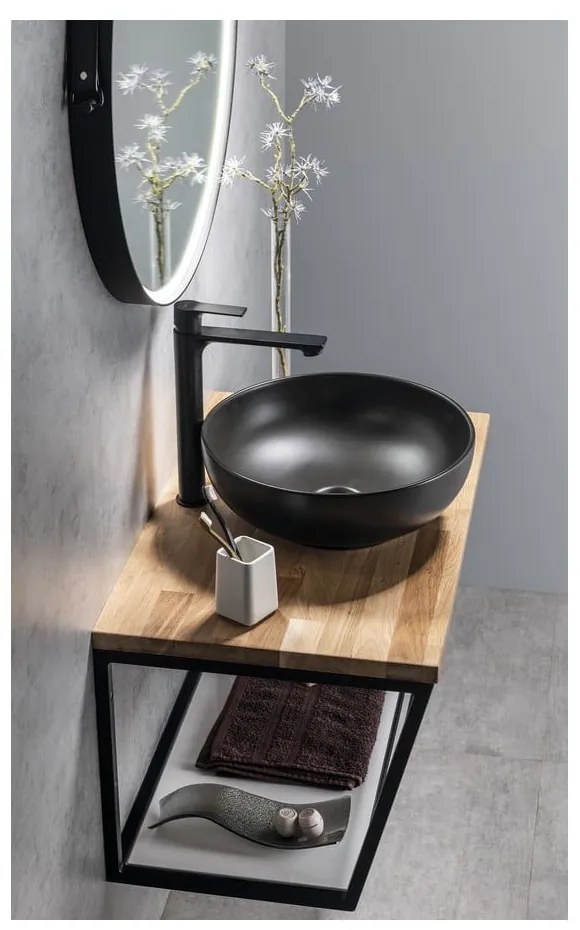 Матово-черна стояща батерия за мивка Pax – Sapho