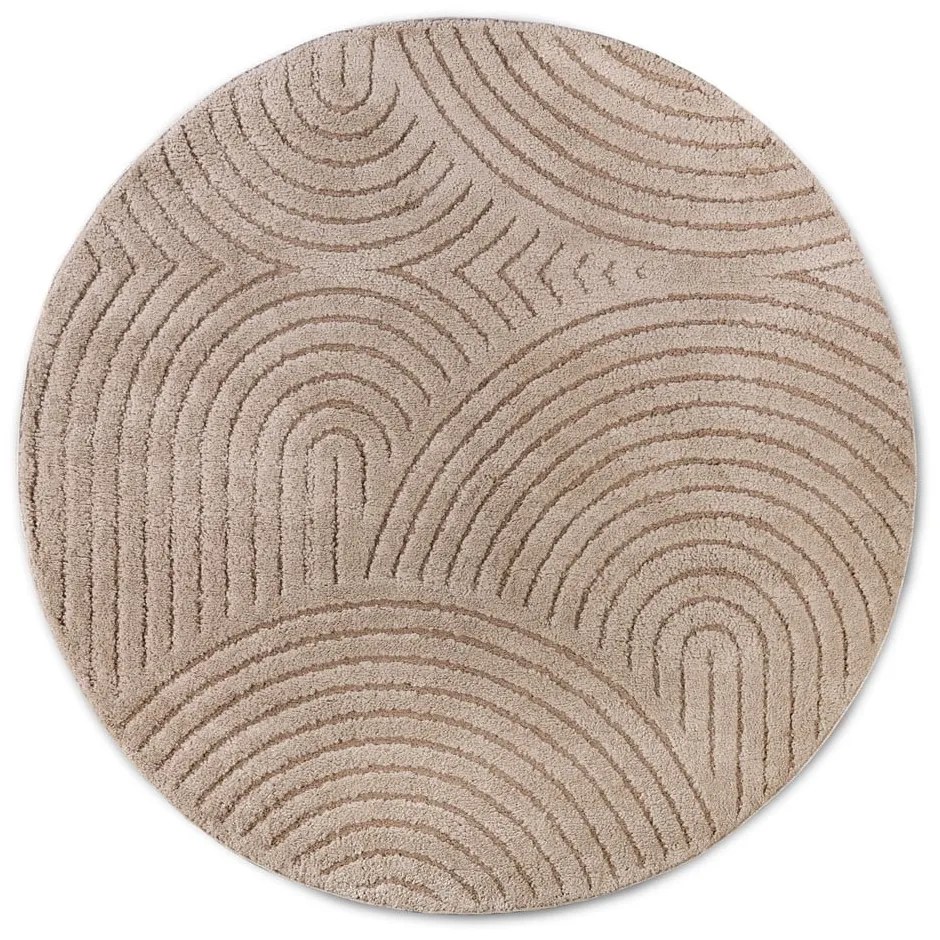 Кафяво-сив кръгъл килим ø 160 cm Panglao New York Taupe – Elle Decoration