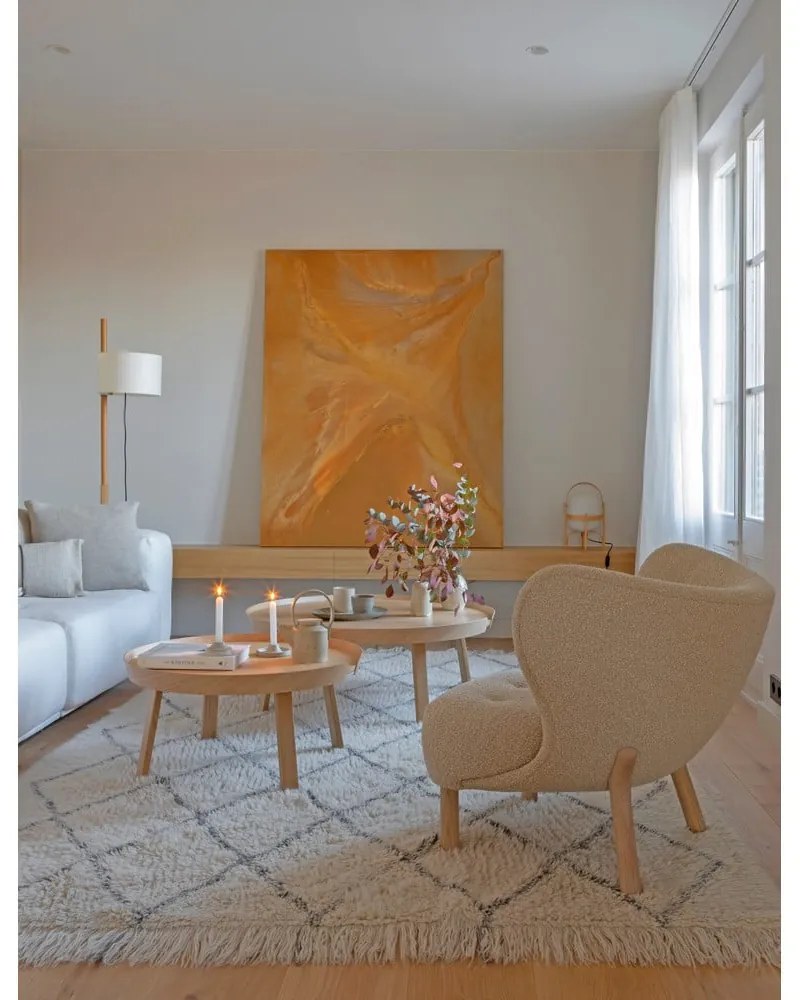 Кремав ръчно изработен вълнен килим подходящ за пране 200x300 cm Berber Soul – Lorena Canals