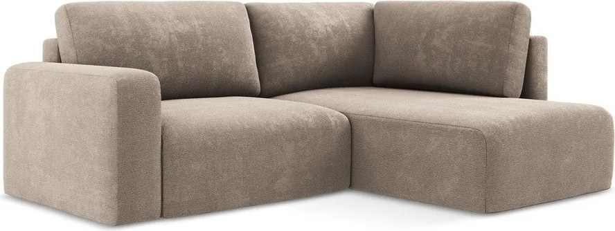 Бежов шенилов сгъваем/с място за съхранение ъглов диван (десен ъгъл/L форма) Kona – Makamii