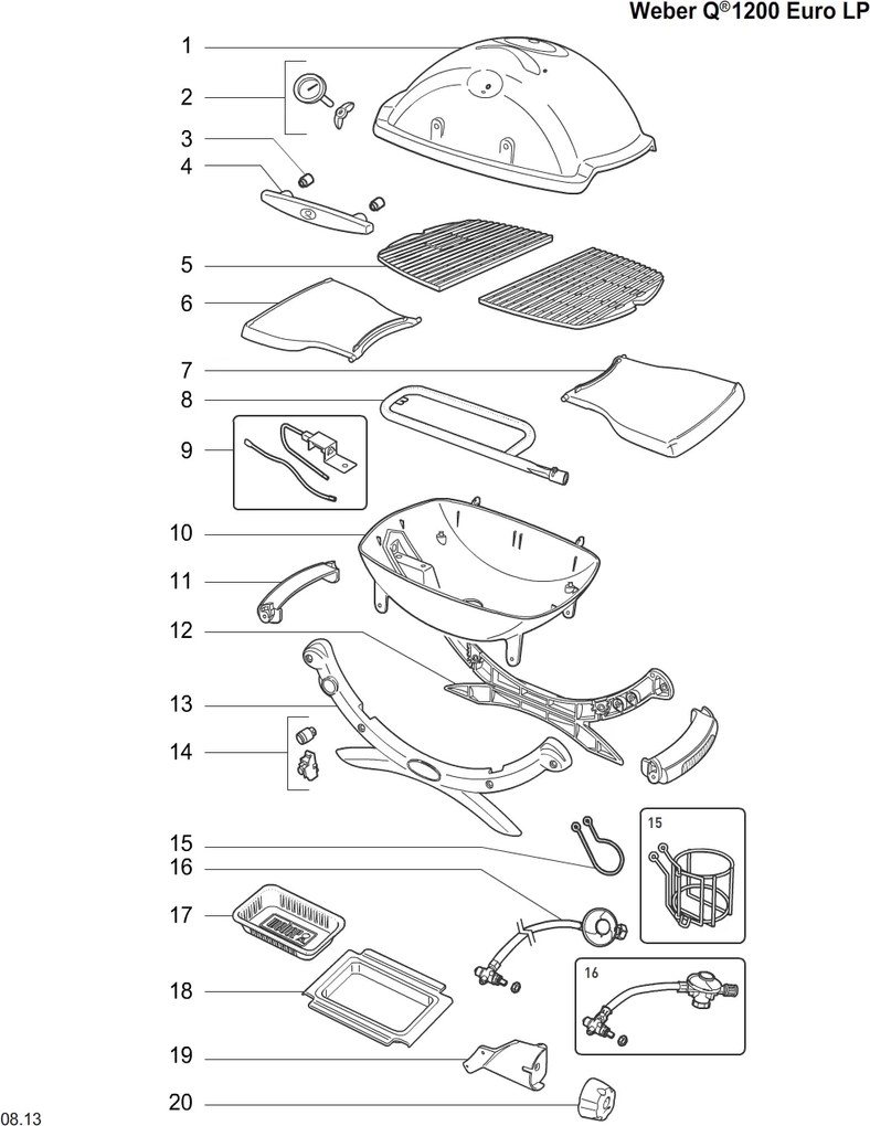 Газово барбекю работещо на пропан/бутан Weber Q 1200 Black Line, 2800 W, 43х32 см