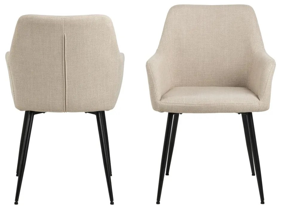Бежови тапицирани трапезни столове в комплект с подлакътници 2 бр. Lizzy – Actona