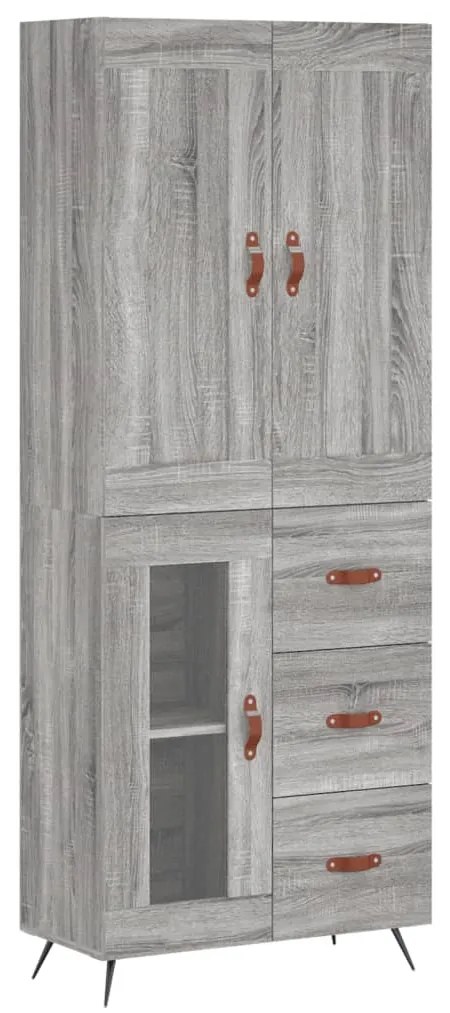 3199919 vidaXL Висок шкаф, сив сонома, 69,5x34x180 см, инженерно дърво