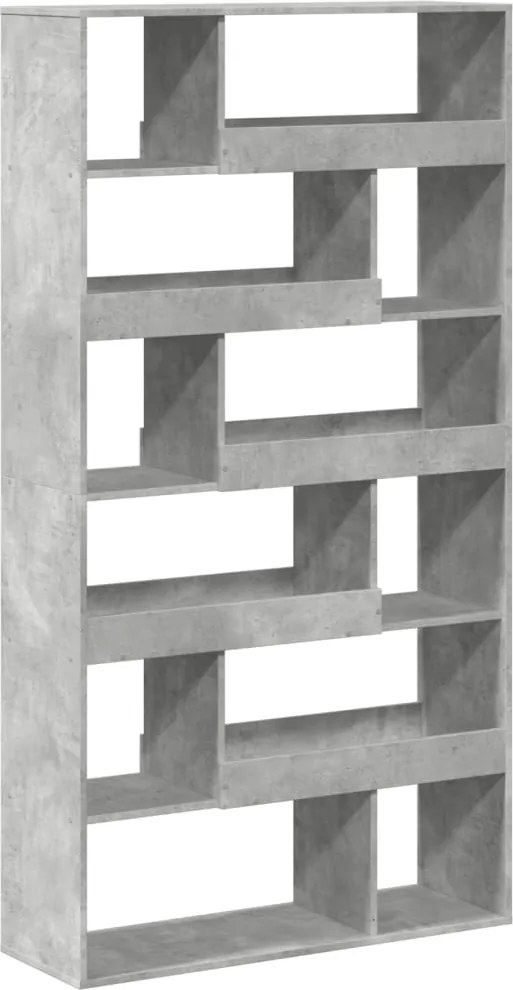 3309351 vidaXL Библиотека, бетонно сива, 100x33x187,5 см, инженерно дърво