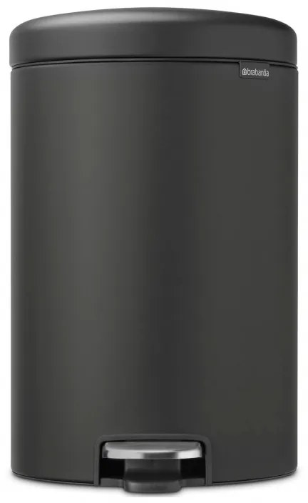Кош за боклук с педал Brabantia NewIcon 649747, 20 л, Плавно затваряне, Противоплъзгаща основа, Минерално покритие, Тъмносив
