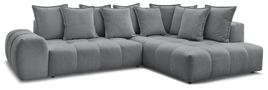 Тъмносив шенилов сгъваем/с място за съхранение ъглов диван (десен ъгъл/L форма) Everest – Bobochic Paris