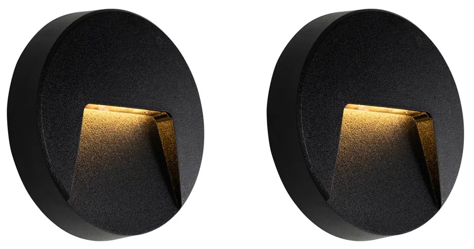 Комплект от 2 външни кръгли черни стенни лампи с LED IP65 - Gem