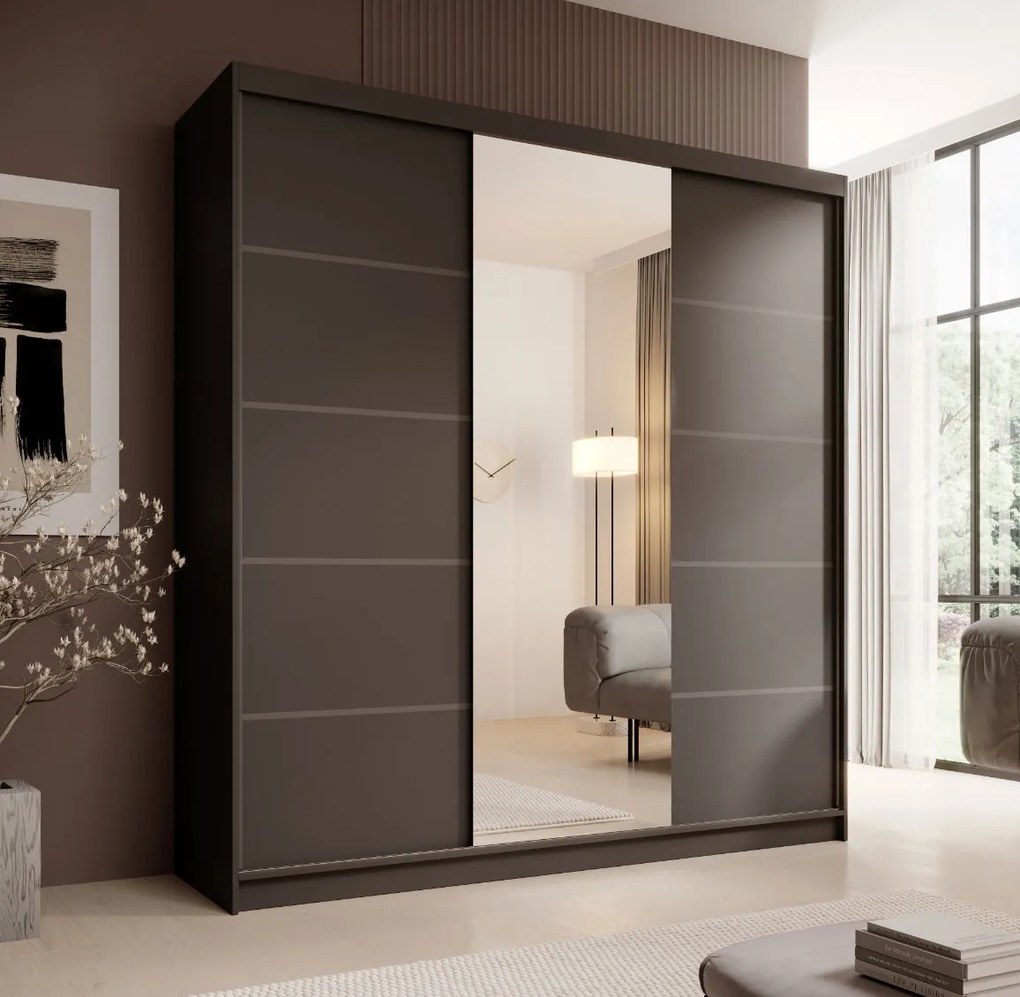 Гардероб Barry 200 плъзгащ-Черно