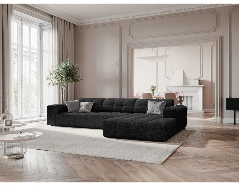 Антрацитен ъглов диван (десен ъгъл) Chicago - Cosmopolitan Design