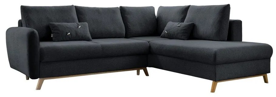 Тъмно сив ъглов разтегателен диван десен ъгъл Scandic Lagom - Miuform