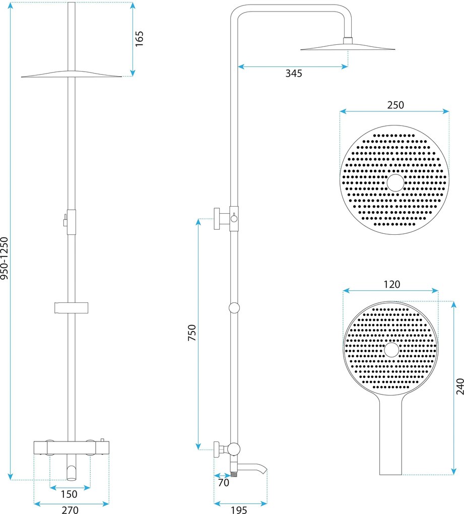 Душ система с Термостат Rea Lungo Diamond Copper Brush