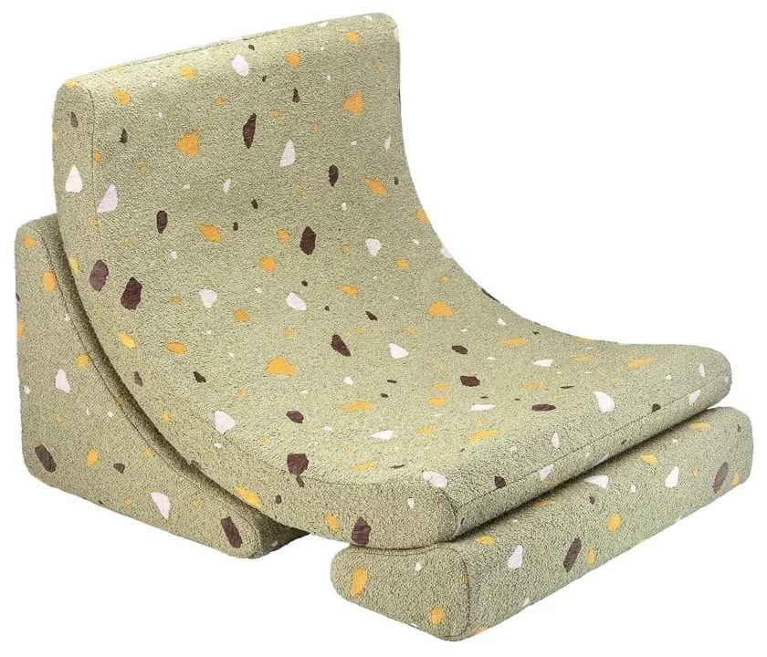 Зелен детски стол от букле и шенил Terrazzo Moon – Wigiwama