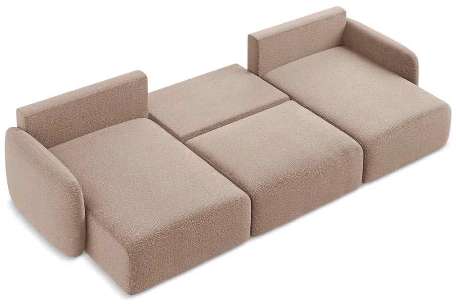 Светлокафяв разтегателен ъглов диван с място за съхранение Kalena – Makamii