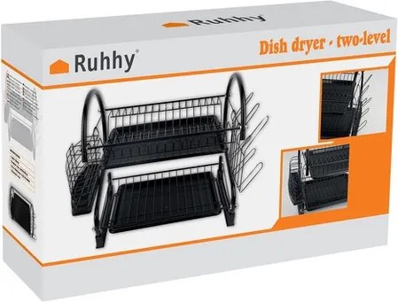 Двуетажна сушилня за съдове Ruhhy 24634, неръждаема стомана, 37x53x25см