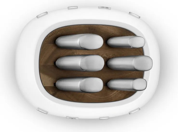 Комплект ножове със стойка SMEG KBSF02WH, 7 части, Слотове от акациево дърво, Немска неръждаема стомана, Бял