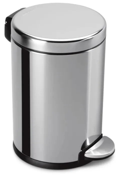 Stříbrný lesklý pedálový koš simplehuman, 4.5 l