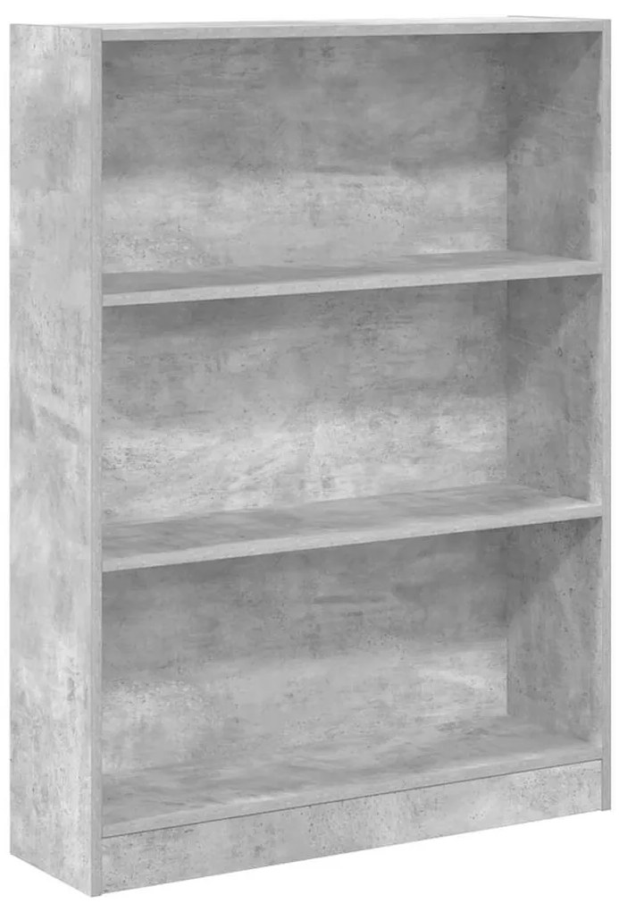 857838 vidaXL Библиотека, бетонно сива, 80x24x109 см, инженерно дърво