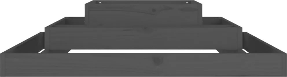 Плантер, сив, 110x110x27 см, борово дърво масив