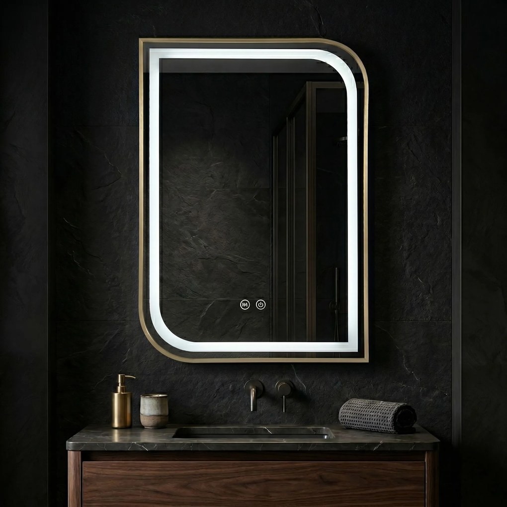 Огледало LED ZONE 80X60  GOLD BRUSH