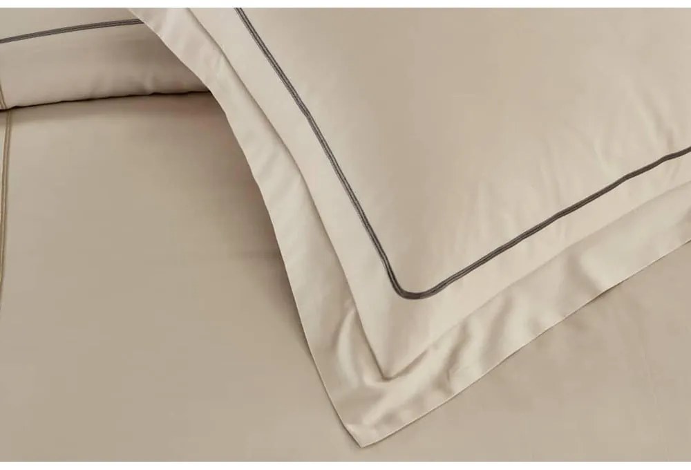 Бежово двойно удължено спално бельо от памук Renforcé с включен долен чаршаф/6 части 240x220 cm Calm of Lines – Mila Home Luxury