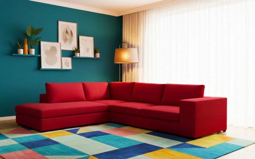 Ъгъл диван Carla-Right-260φ 200β-Red