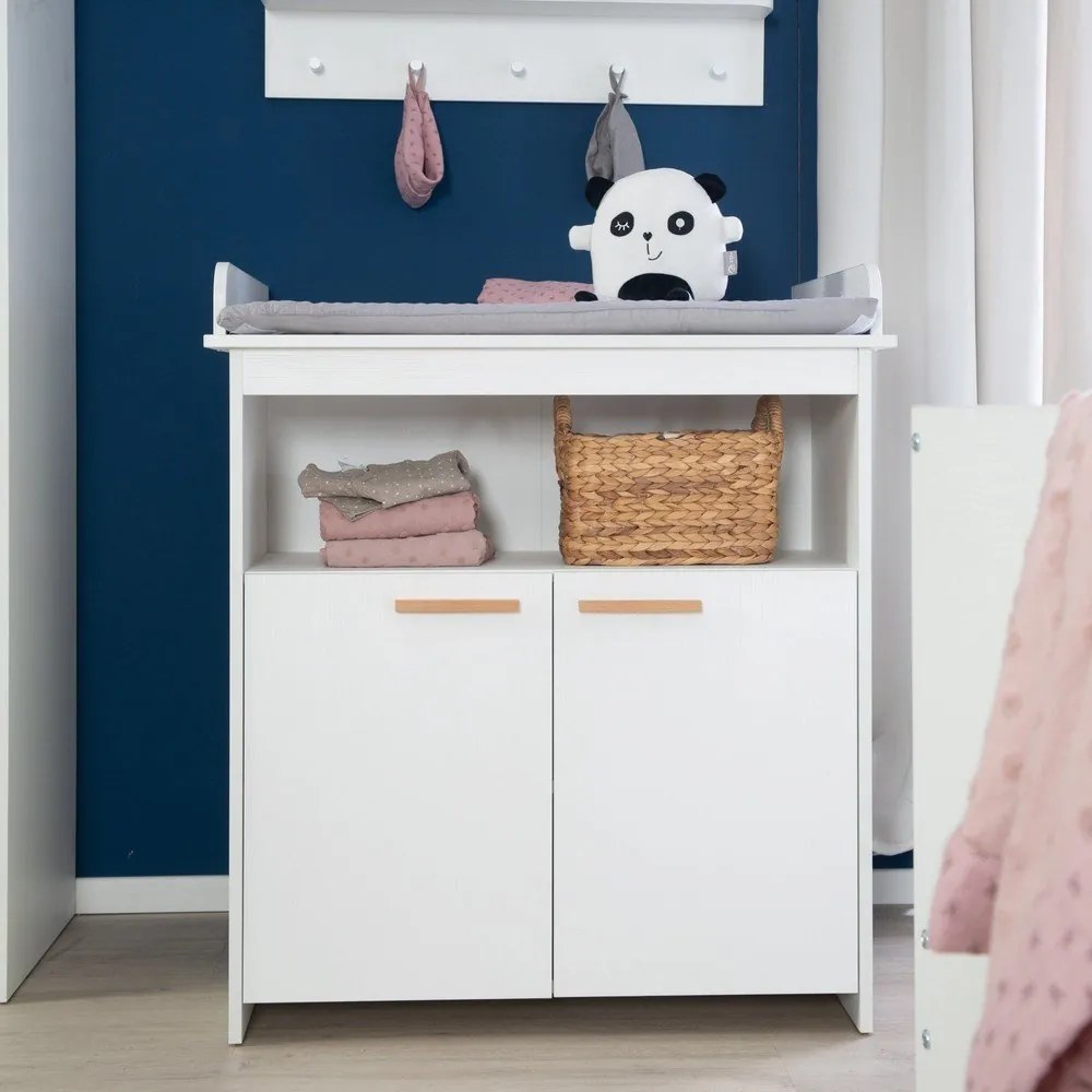 Бял детски скрин с маса за преповиване 88x98x75 cm Anton – Roba