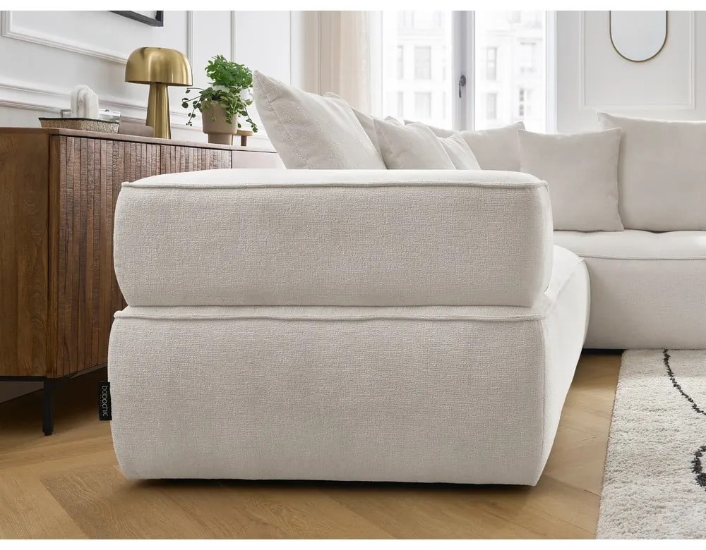 Бежов шенилов ъглов диван (десен ъгъл/L форма) Whesley – Bobochic Paris