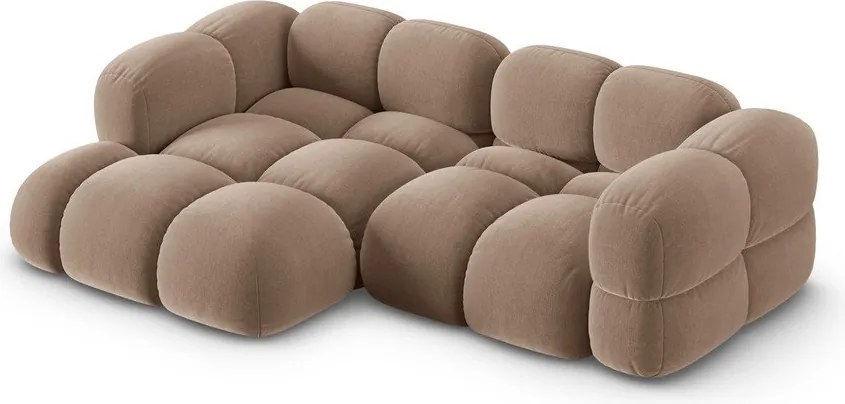 Кафяв кадифен ъглов диван (ляв ъгъл) Loretto – Cosmopolitan Design