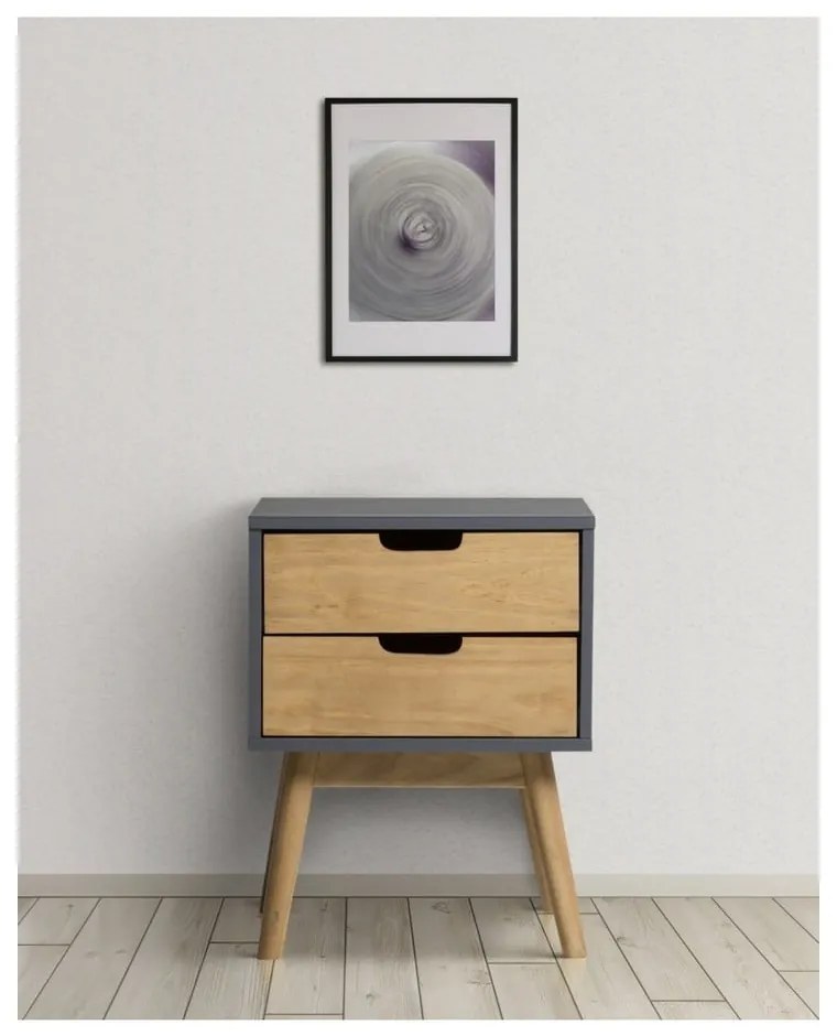 Сиво-кафяво нощно шкафче, изработено от масивна борова дървесина Baku - Marckeric