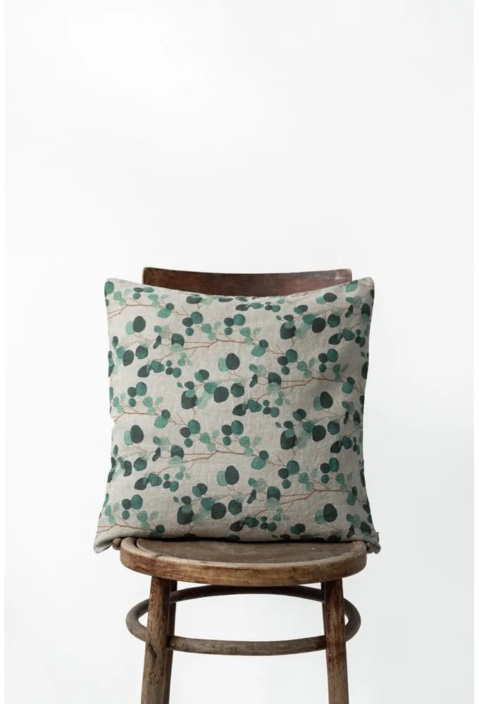 Ленена калъфка за възглавница Natural Eucalyptus, 45 x 45 cm - Linen Tales