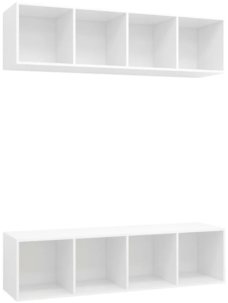 3079781 vidaXL ТВ шкафове за стенен монтаж, 2 бр, бели, инженерно дърво