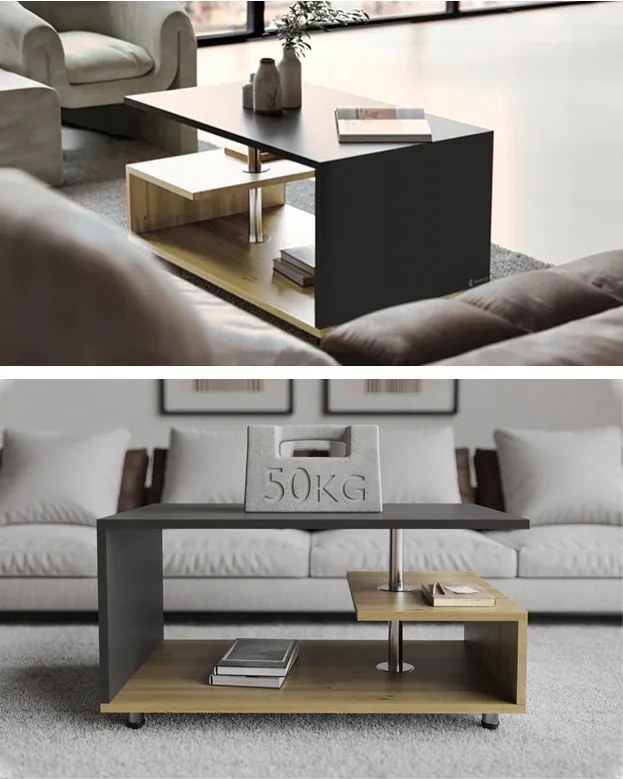 Модерна масичка за кафе Orlando с долен рафт - 95×55×50 cm Черен