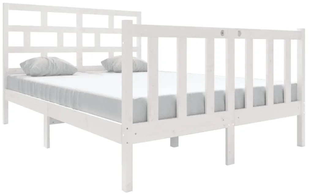 3101329 vidaXL Рамка за легло, бяла, масивен бор, 140x190 см