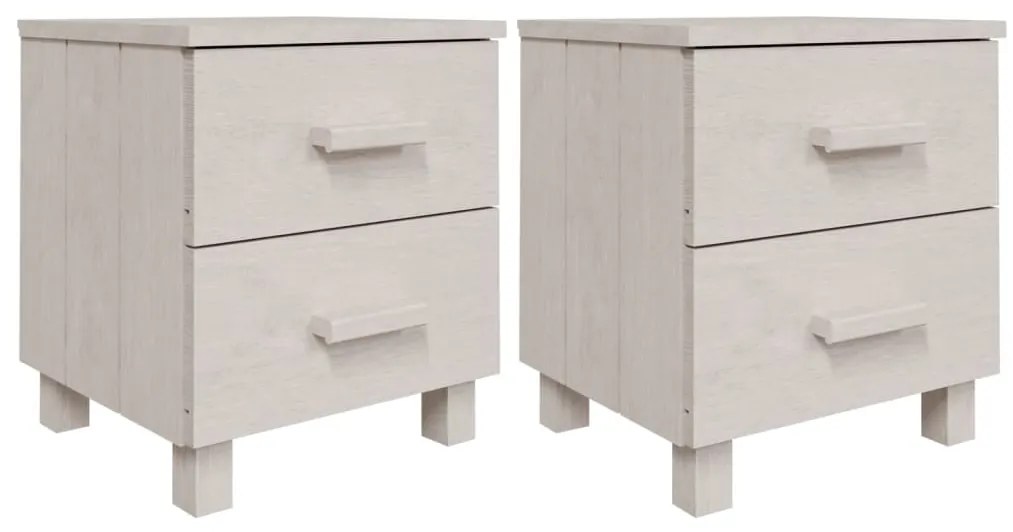 340409 vidaXL Нощни шкафчета HAMAR, 2 бр, бели, 40x35x44,5 см, бор масив