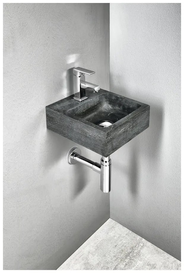 Черен каменен малък умивалник 30x30 cm Blok – Sapho