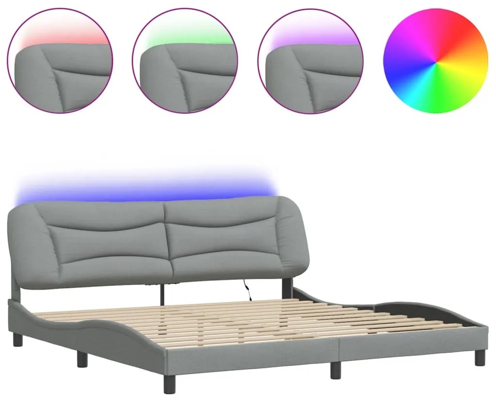 3213725 vidaXL Рамка за легло с LED без матрак Hvar, 200x200 см, плат