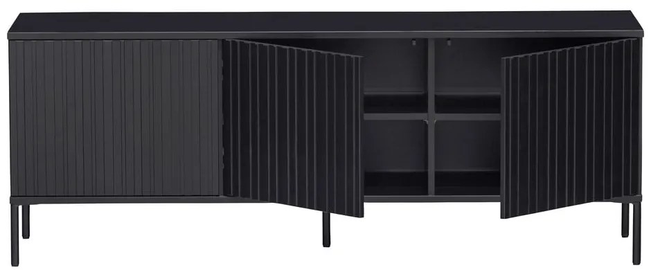 Черна маса за телевизор от масивен бор 150x56x44 cm Gravure – WOOOD